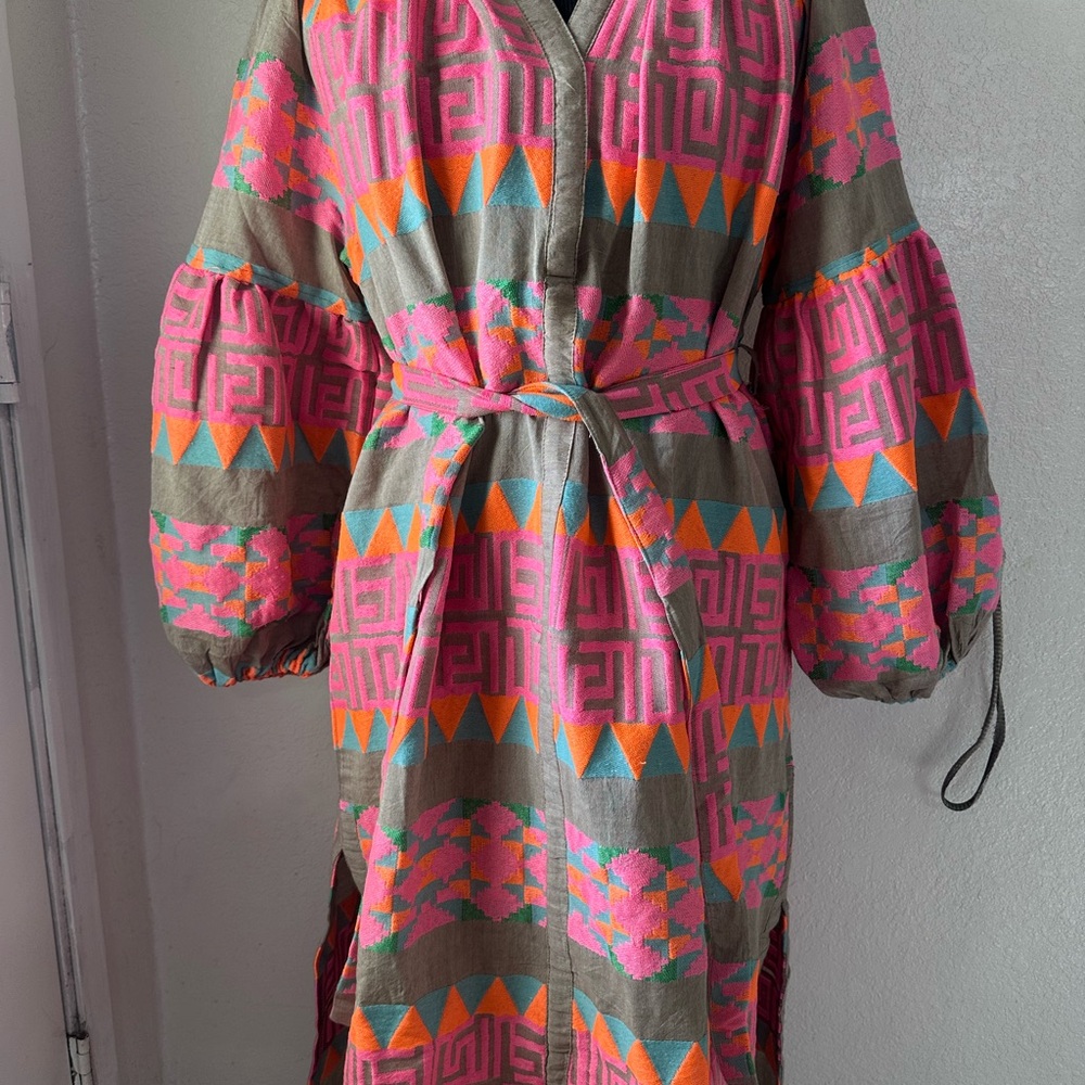 Boheme Long Sleeve Dress - Pink and Green